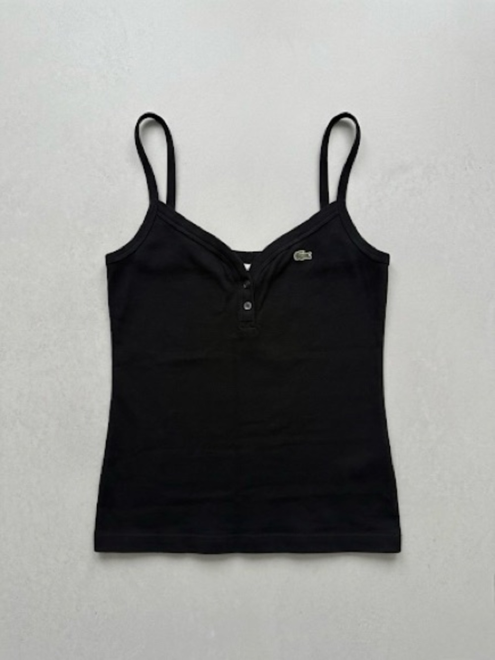Lacoste Ribbed Henley Camisole/Tank Top Designed/France Made/Morocco